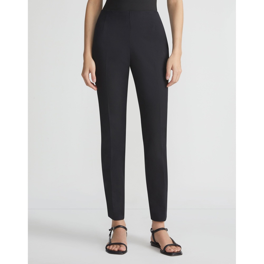 Lafayette 148 New York Stanton Slim Leg Pants Black Side Zip Trousers Size 4